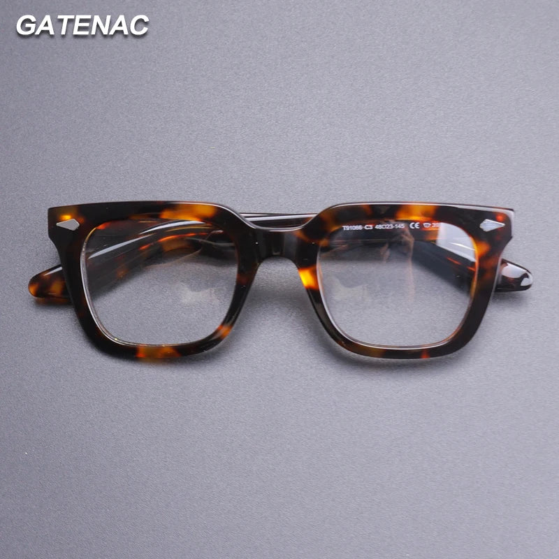 Gatenac Unisex Full Rim Brow Line Square Acetate Eyeglasses Gxyj1531 Full Rim Gatenac   