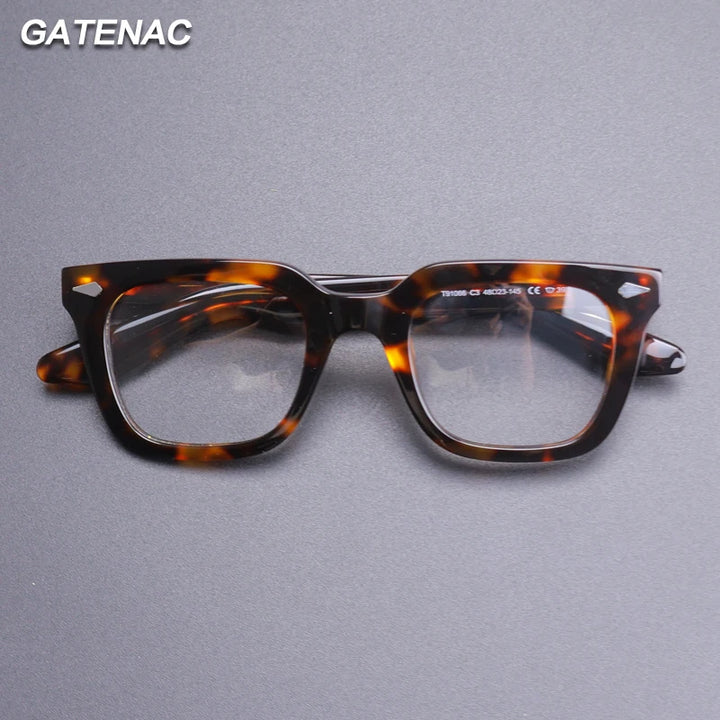 Gatenac Unisex Full Rim Brow Line Square Acetate Eyeglasses Gxyj1531 Full Rim Gatenac   