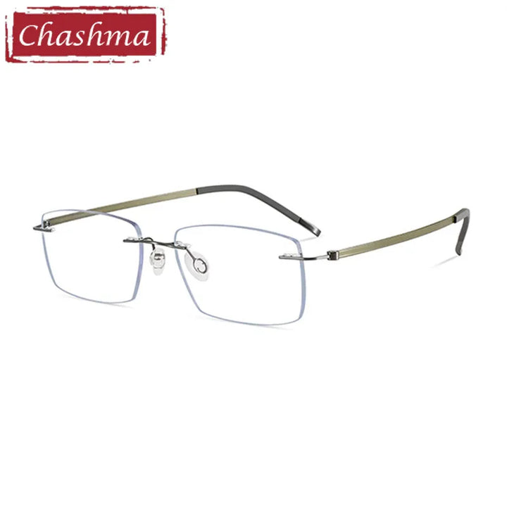 Chashma Men's Rimless Square Titanium Eyeglasses 7263 Rimless Chashma Gray Oliver  