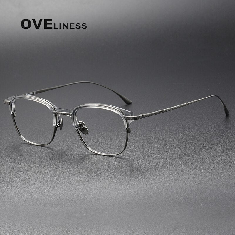 Oveliness Unisex Full Rim Square Titanium Eyeglasses Lynx Full Rim Oveliness grey gun  