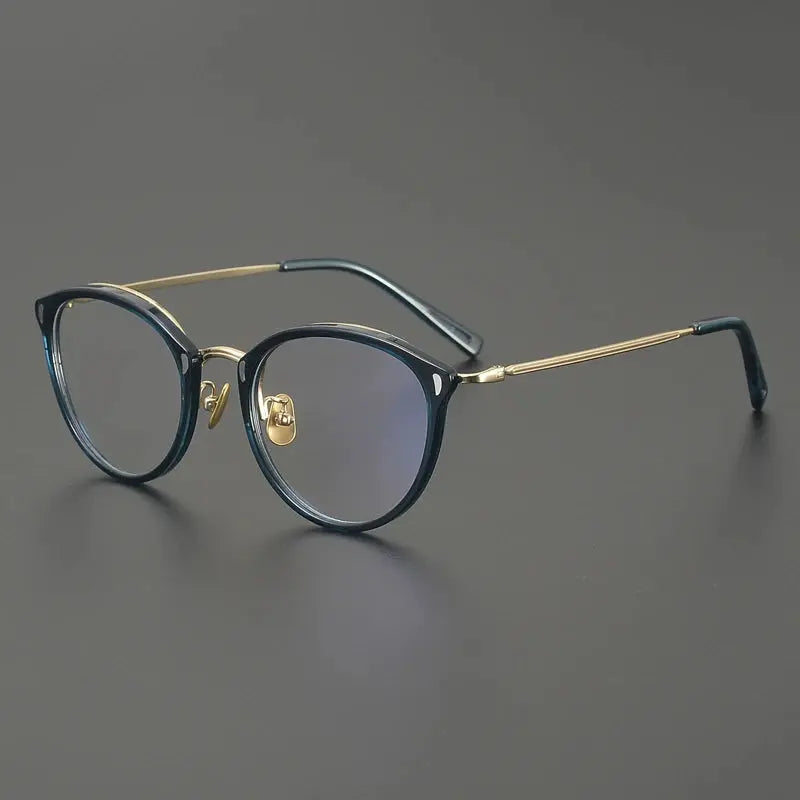 Gatenac Unisex Full Rim Oval Round Acetate Titanium Eyeglasses 679452 FuzWeb