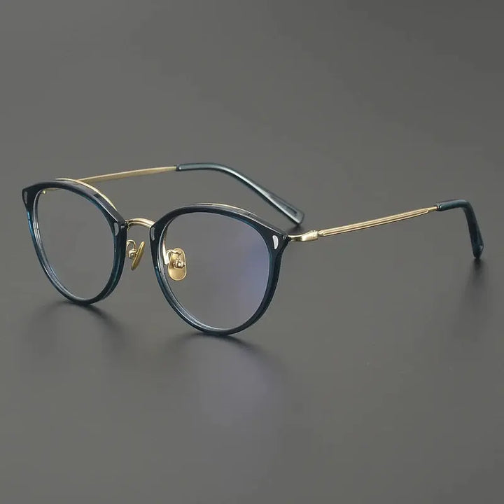 Gatenac Unisex Full Rim Oval Round Acetate Titanium Eyeglasses 679452 FuzWeb