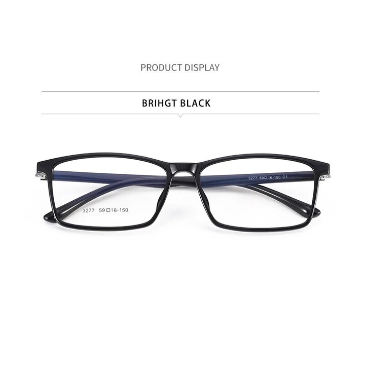 KatKani Unisex Full Rim Large Square Tr 90 Eyeglasses Full Rim KatKani Eyeglasses Brihgt Black  