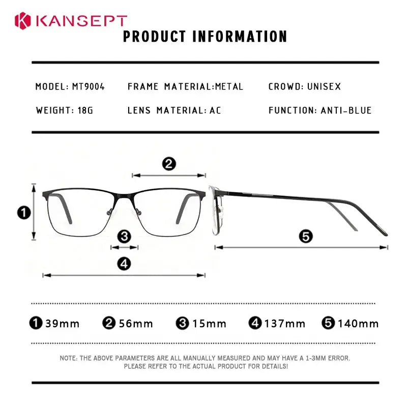 Kansept Women's Full Rim Square Metal Frames 900400 FuzWeb