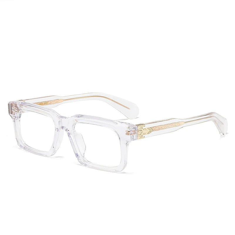 Black Mask Unisex Full Rim Square Thick Acetate Eyeglasses 30212 Full Rim Black Mask Crystal  