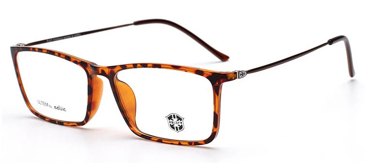 Brightzone Women's Full Rim Square Ultem Titanium Eyeglasses 71368 Full Rim Brightzone Leopard