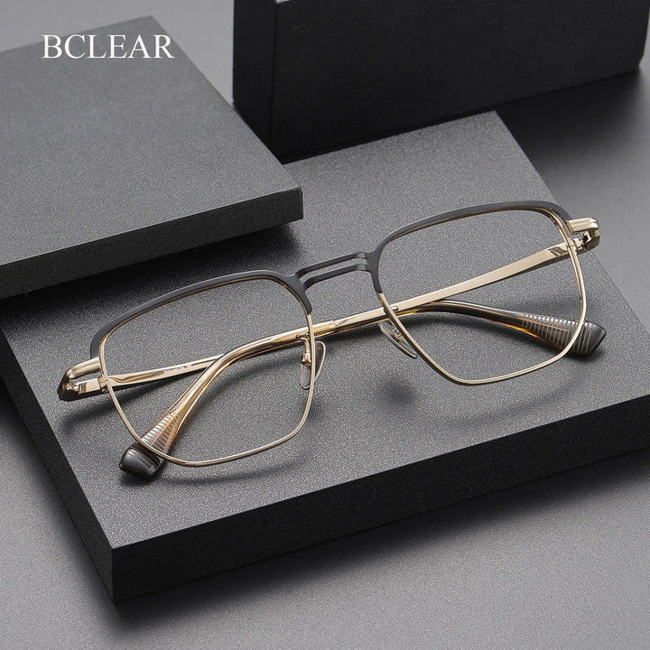 Bclear Unisex Full Rim Square Titanium Eyeglasses SM-DTX-153