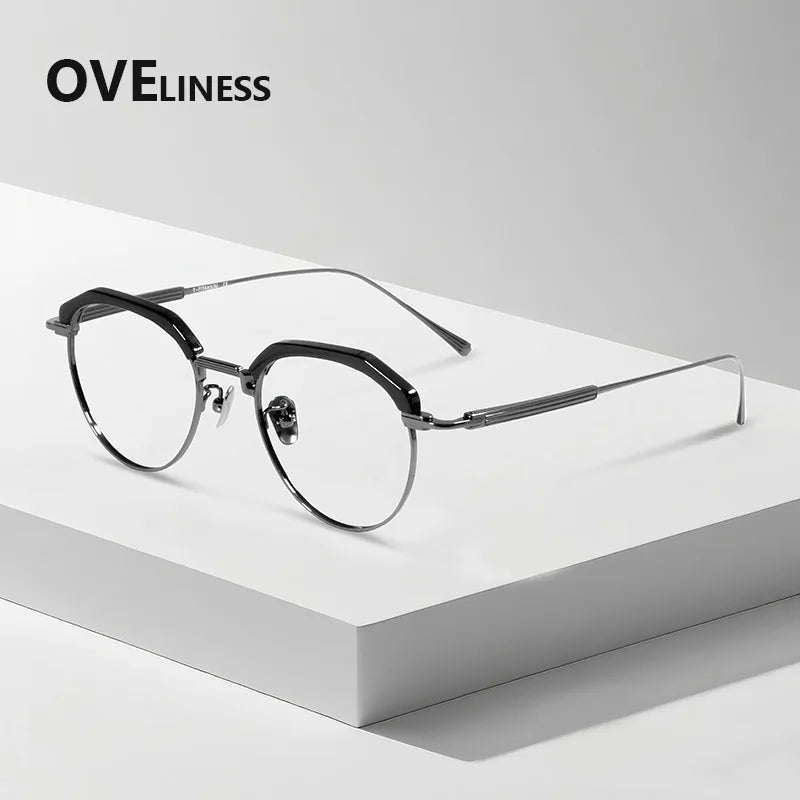 Oveliness Women's Full Rim Flat Top Oval Titanium Acetate Eyeglasses 739903