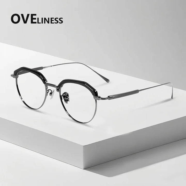 Oveliness Women's Full Rim Flat Top Oval Titanium Acetate Eyeglasses 739903