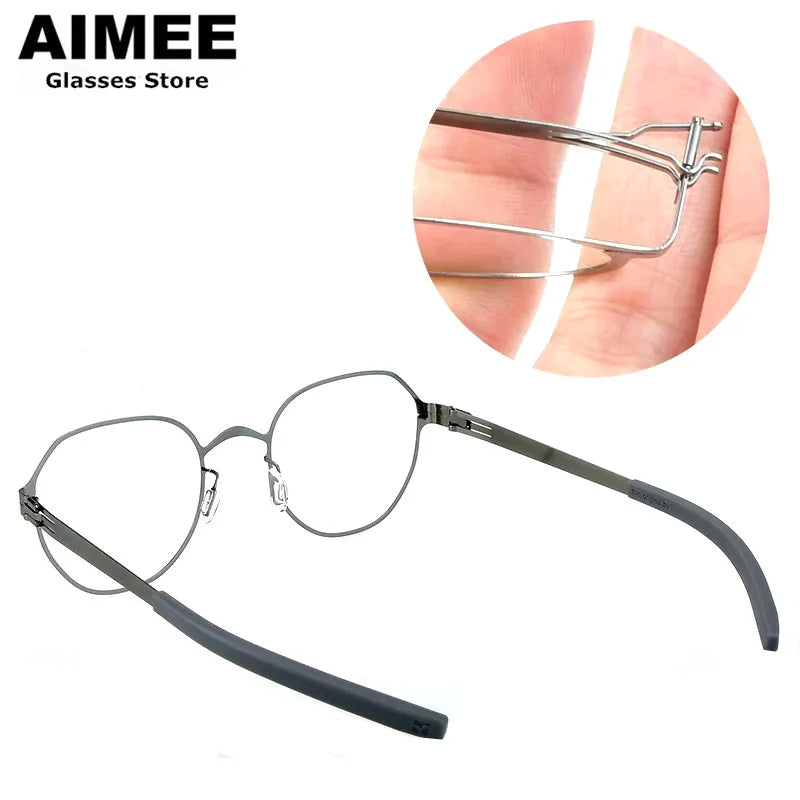 Aimee Women's Full Rim Oval Square Screwless Steel Eyeglasses 1177