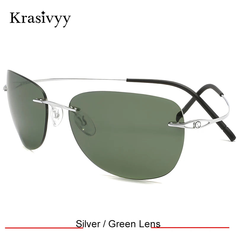 Krasivyy Women's Rimless Oval Square Titanium Sunglasses 426802