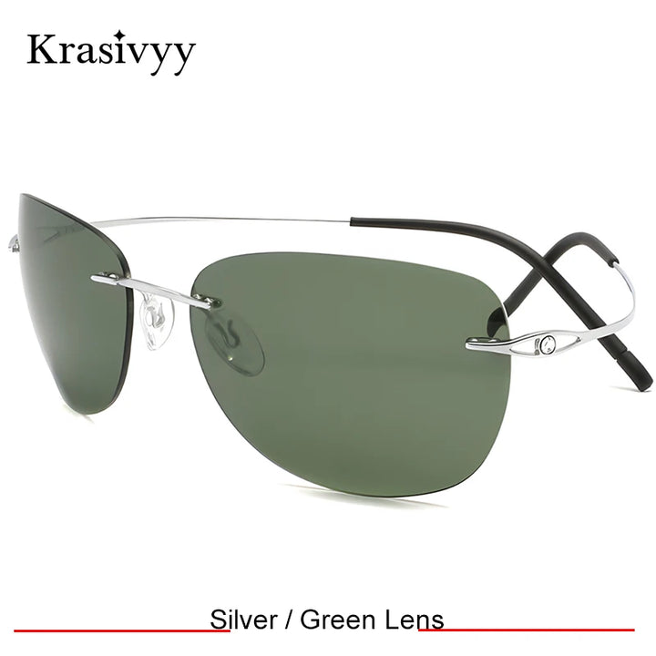 Krasivyy Women's Rimless Oval Square Titanium Sunglasses 426802