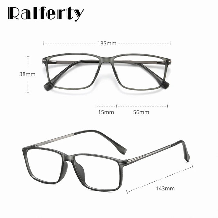 Ralferty Women's Full Rim Square Tr 90 Titanium Eyeglasses 895908
