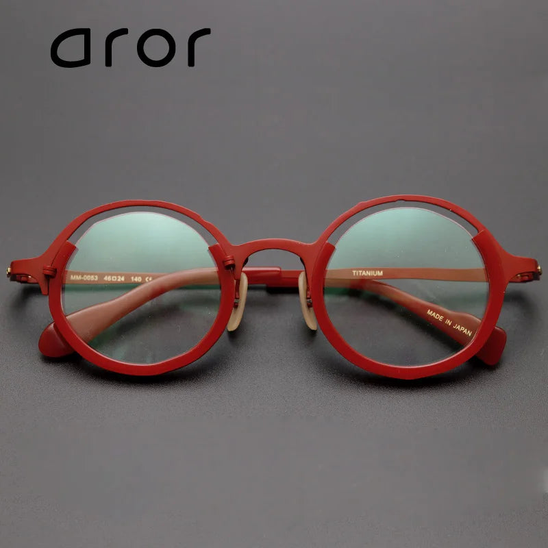 Aror Unisex Full Rim Round Titanium Acetate Eyeglasses 49453 Full Rim Aror