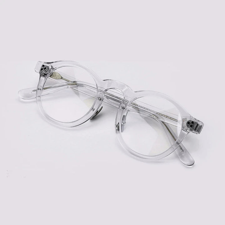 Black Mask Unisex Full Rim Acetate Round Eyeglasses 4526 Full Rim Black Mask Crystal  