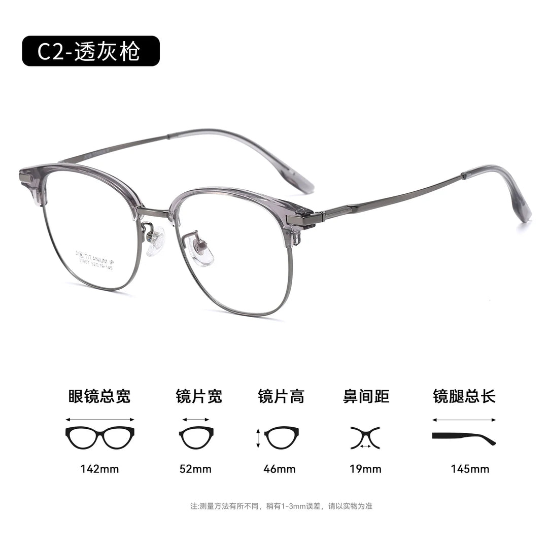 Bclear Unisex Full Rim Browline Titanium Eyeglasses SM-31807
