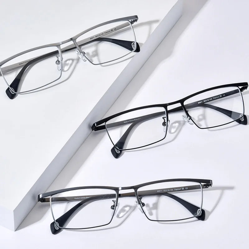 Nobler Unisex Full Rim Brow Line Square Titanium Eyeglasses 85911