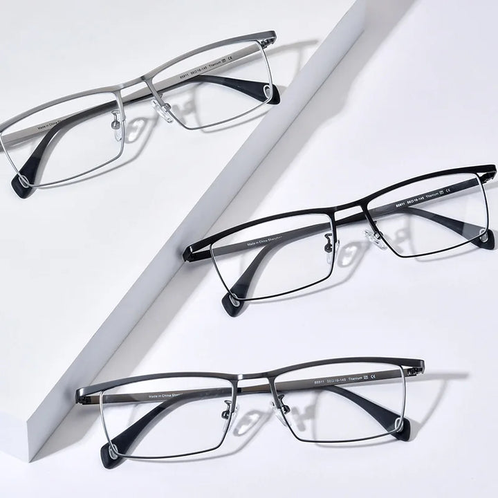 Nobler Unisex Full Rim Brow Line Square Titanium Eyeglasses 85911