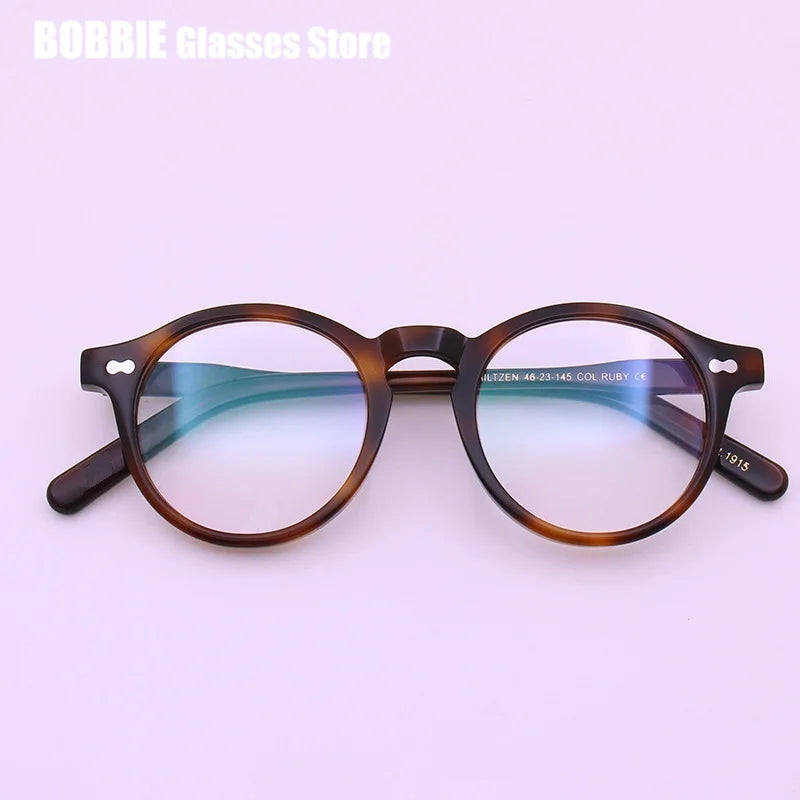 Bobbie Women's Full Rim Oval Round AcetateTitanium Eyeglasses 464223