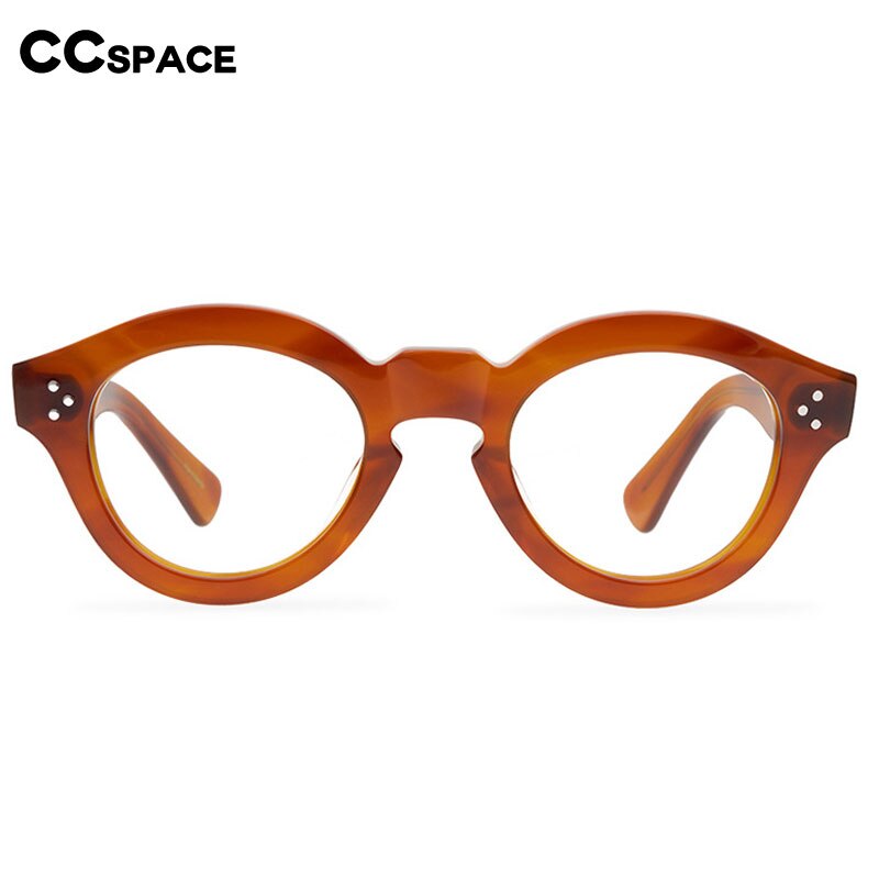 CCSpace Unisex Full Rim Round Acetate Fiber Eyeglass 56234 Full Rim CCspace   