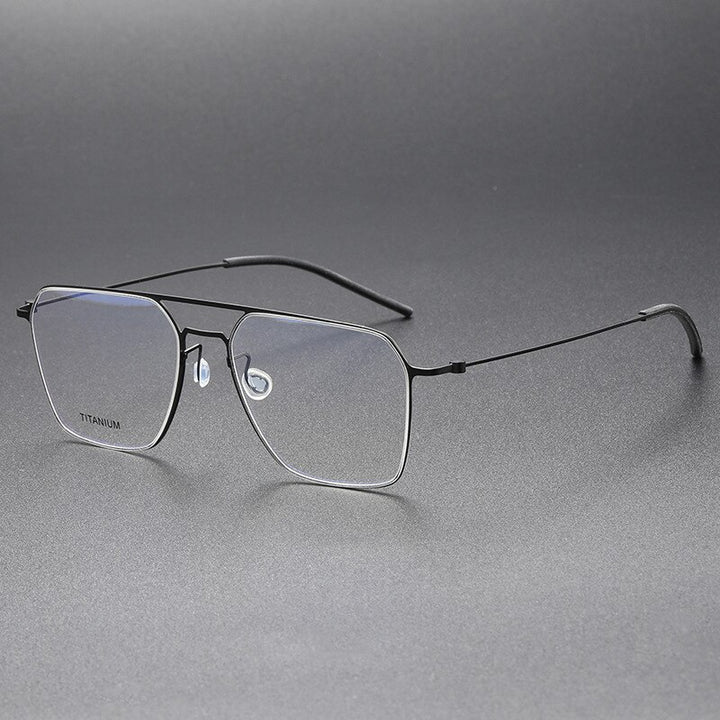 Aissuarvey Men's Full Rim Square Double Bridge Titanium Eyeglasses 554417 Full Rim Aissuarvey Eyeglasses Black CN 
