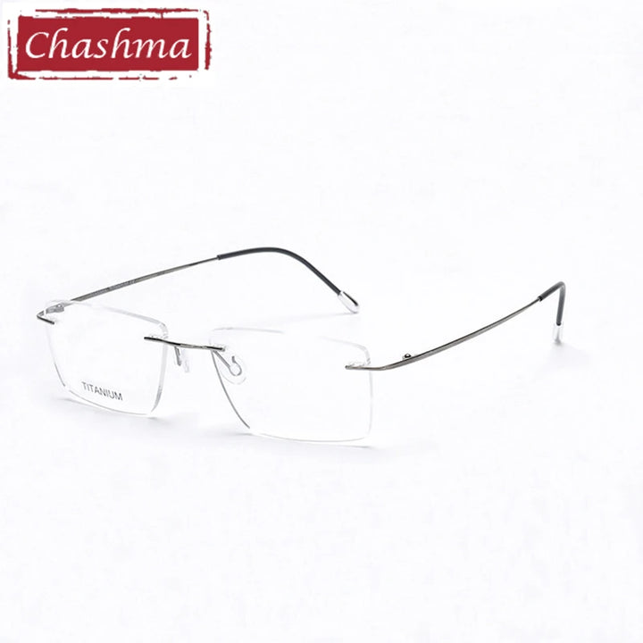 Chashma Ottica Men's Rimless Square Titanium 2G Eyeglasses 16011 Rimless Chashma Ottica Gray  