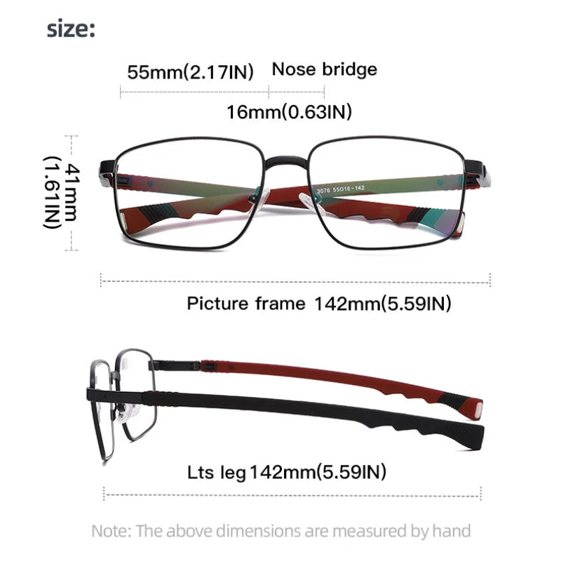 Handoer Unisex Full Rim Square Alloy Acetate Eyeglasses H3076 Full Rim Handoer   