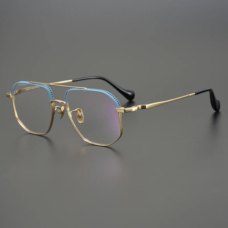 Aimee Unisex Full Rim Square Double Bridge Titanium Eyeglasses 81350
