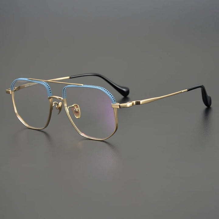 Aimee Unisex Full Rim Square Double Bridge Titanium Eyeglasses 81350