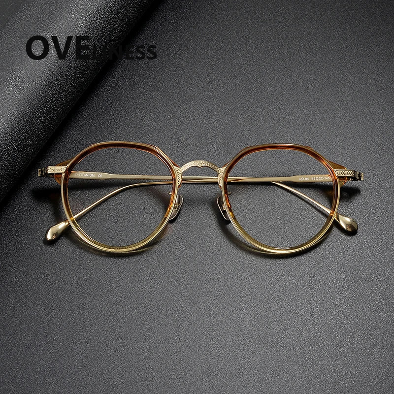 Oveliness Unisex Full Rim Round Titanium Acetate Eyeglasses 32904
