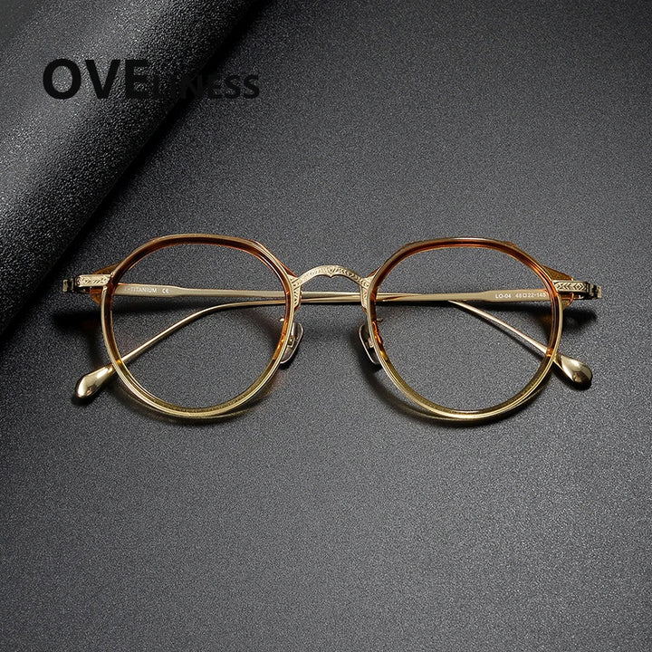 Oveliness Unisex Full Rim Round Titanium Acetate Eyeglasses 32904