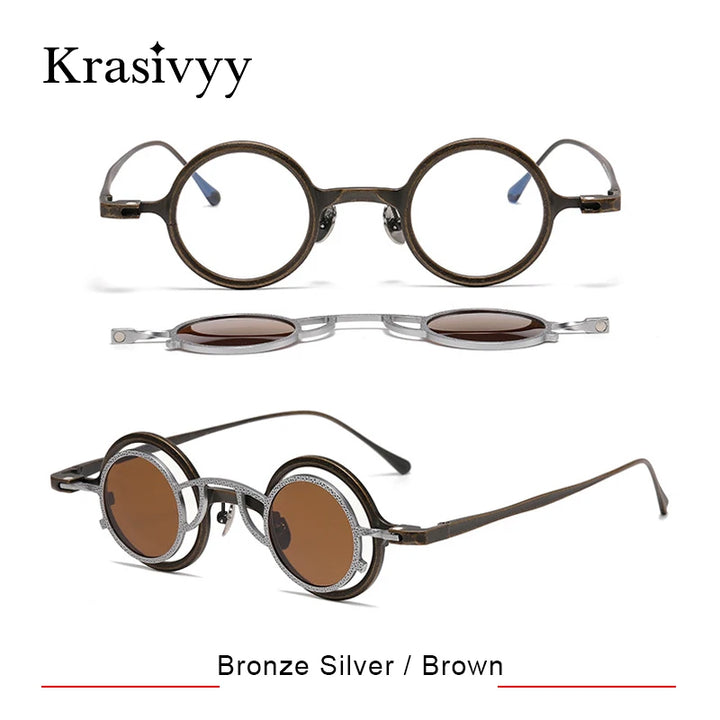 Krasivyy Unisex Round Titanium Prescription Eyeglasses with Clip-On ARLT5976 - view 9