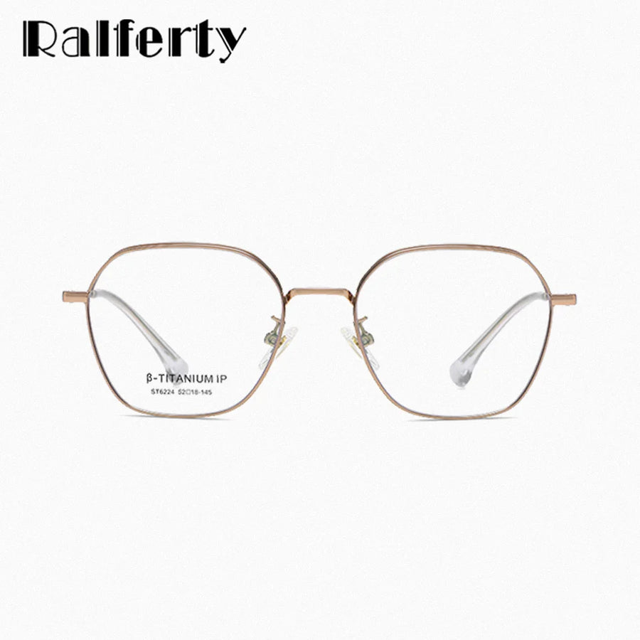 Ralferty Unisex Full Rim Polygon Titanium Eyeglasses R6224 Full Rim Ralferty   