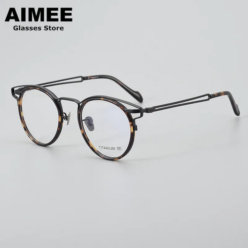 Aimee Unisex Full Rim Oval Titanium Acetate Eyeglasses 19061 Full Rim Aimee Tortoise-Black  