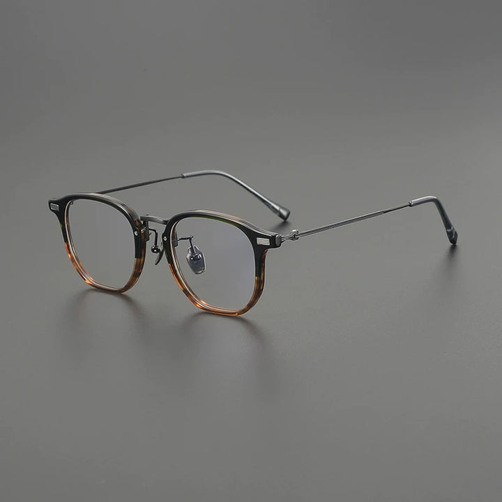 Gatenac Unisex Full Rim Oval Square Acetate Titanium Eyeglasses G8002