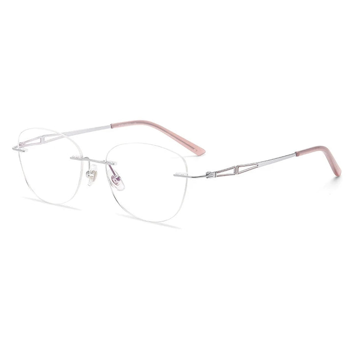 Yimaruili Women's Rimless Square Cat Eye Titanium Eyeglasses 6089 Rimless Yimaruili Eyeglasses Silver