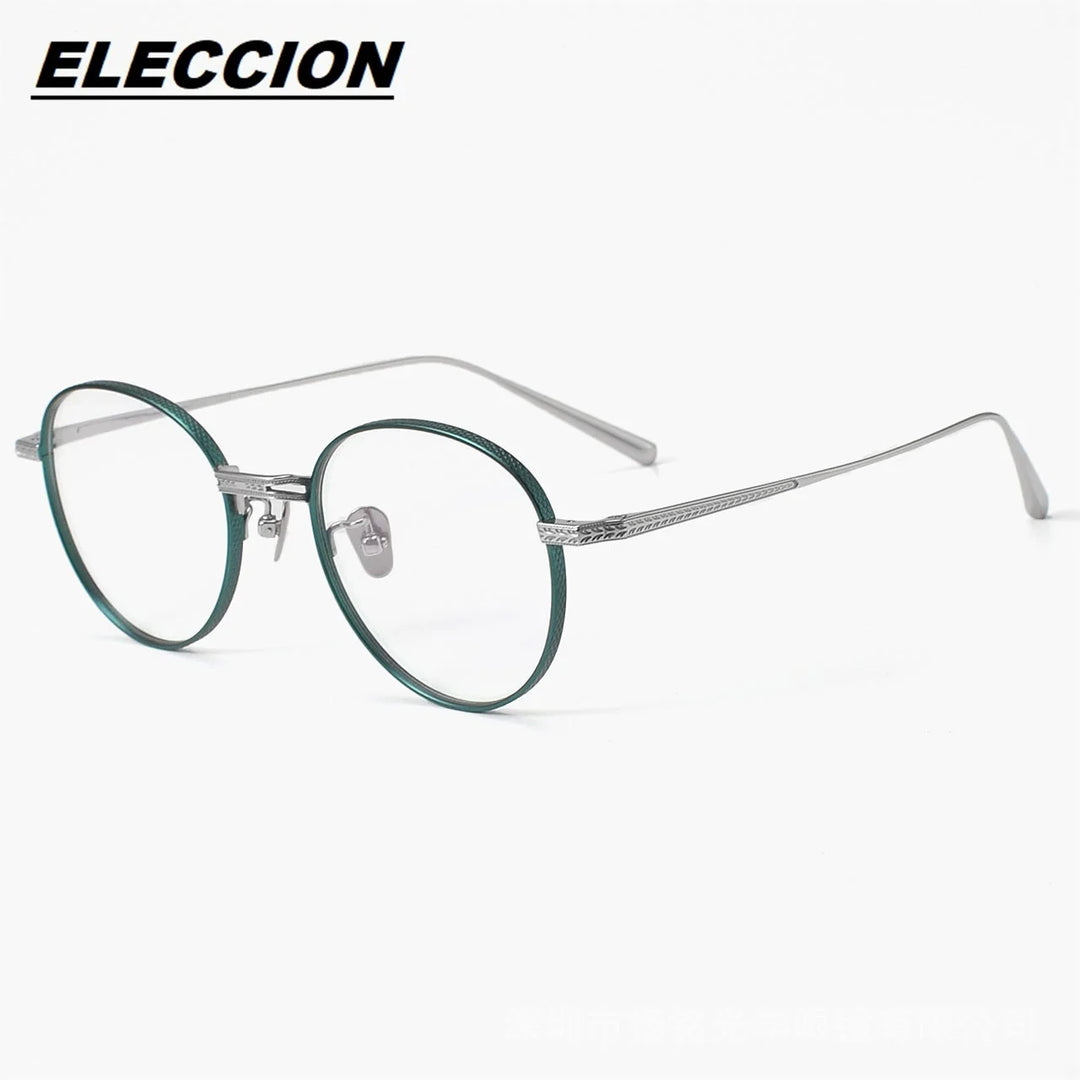 Eleccion Women's Full Rim Oval Square Titanium Eyeglasses 49027