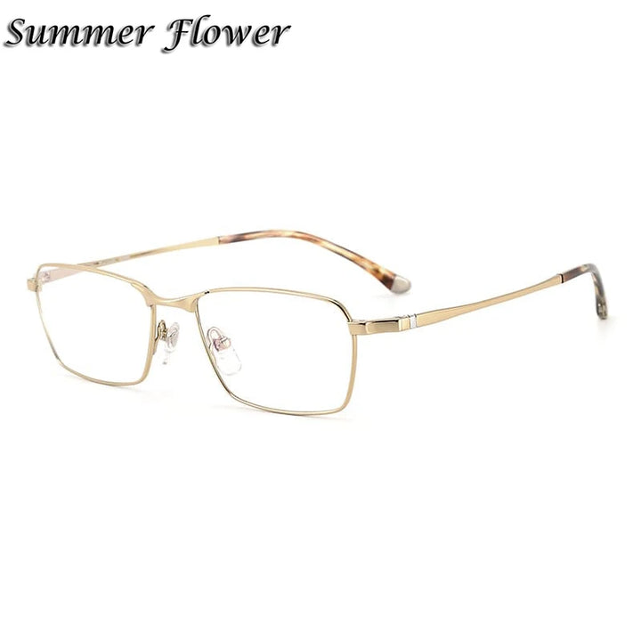 Summer Flower Men's Full Rim Polygon Square Titanium Eyeglasses 15585 Full Rim Summer Flower