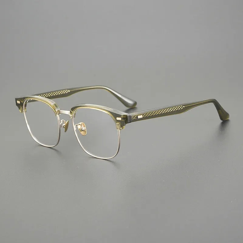 Hewei Unisex Full Rim Square Brow Line Titanium Acetate Eyeglasses 1421 Full Rim Hewei C2 CHINA 