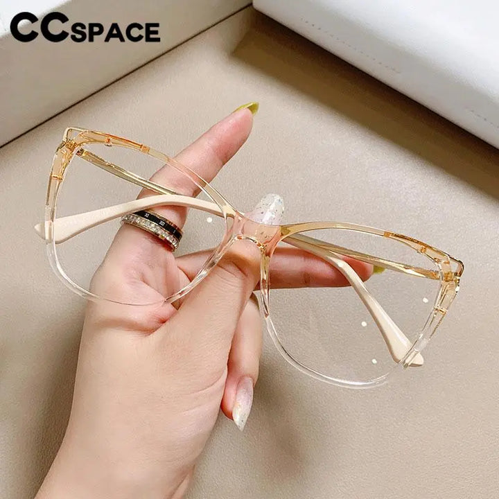 CCSpace Women's Full Rim Cat Eye Tr 90 Titanium Eyeglasses 56845 Full Rim CCspace   