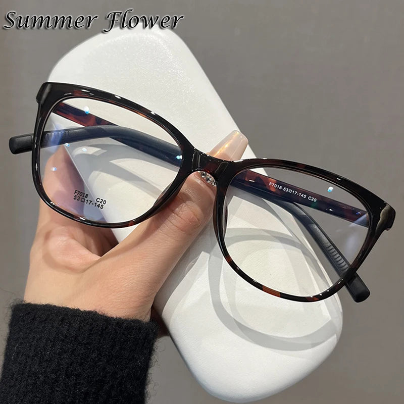 Summer Flower Women's Full Rim Square Cat Eye Tr 90 Titanium Eyeglasses 87018 Full Rim Summer Flower