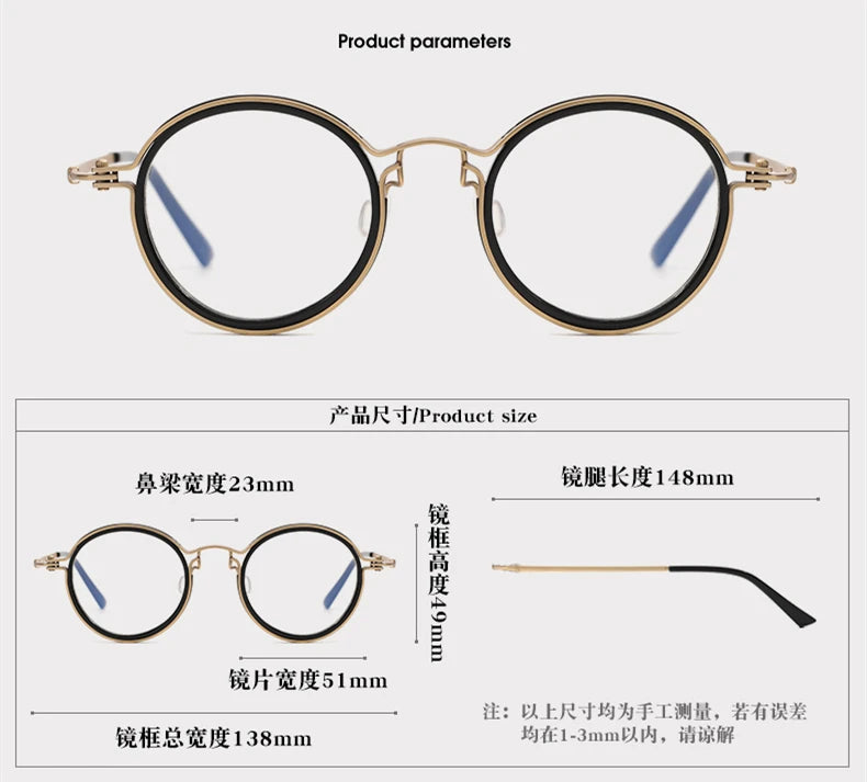 Black Mask Women's Full Rim Round Titanium Acetate Eyeglasses 410685