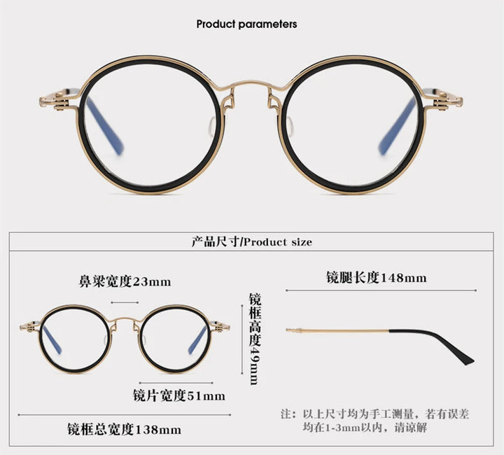 Black Mask Women's Full Rim Round Titanium Acetate Eyeglasses 410685