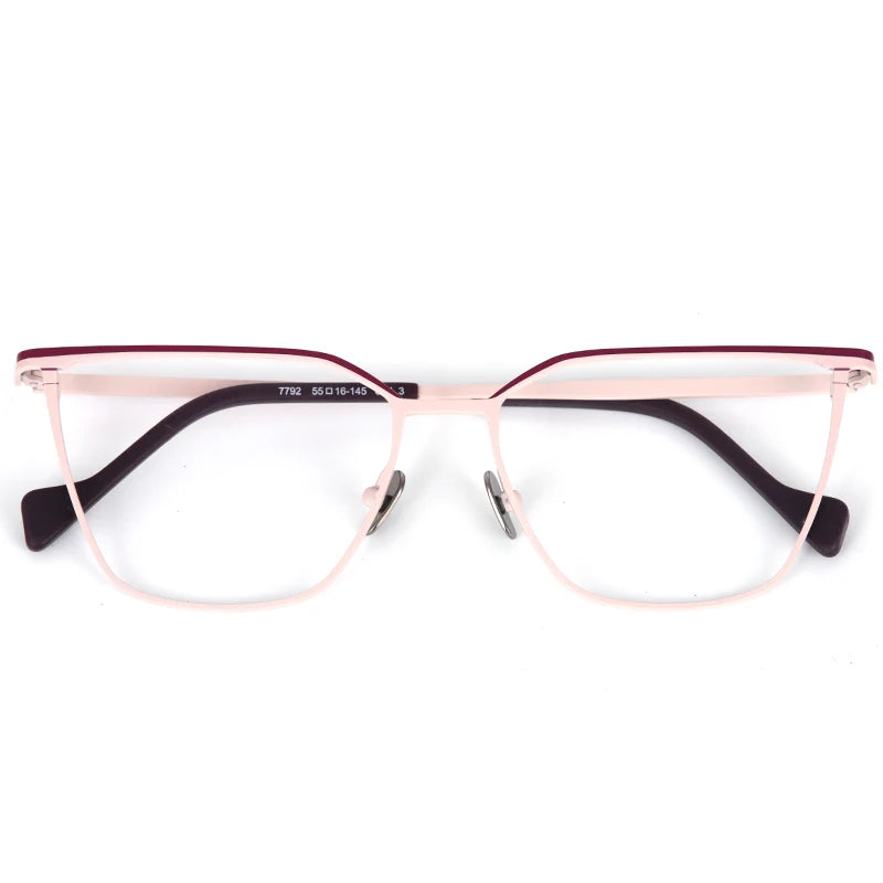 Muzz Women's Full Rim Brow Line Cat Eye Titanium Eyeglasses 87792