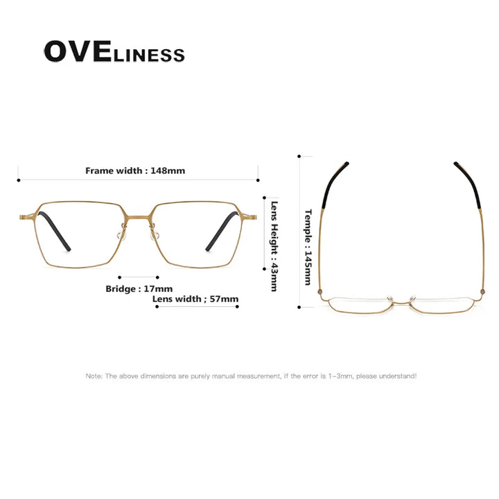 Oveliness Unisex Full Rim Flat Top Square Titanium Eyeglasses O5514 Full Rim Oveliness   