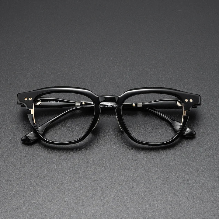 Black Mask Unisex Full Rim Acetate Square Eyeglasses D702 Full Rim Black Mask Black  