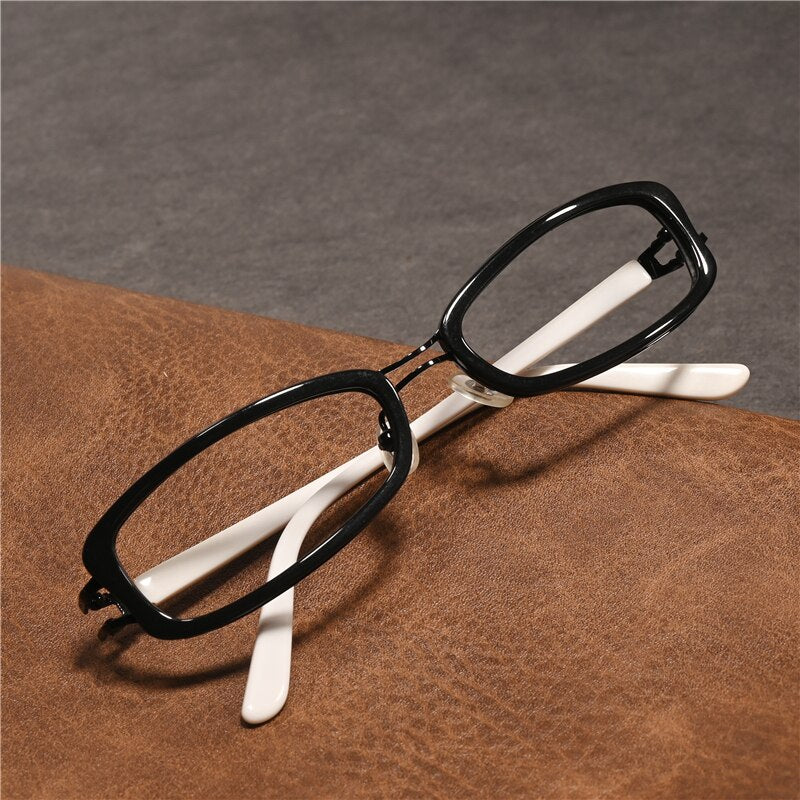 Cubojue Unisex Full Rim Rectangle Tr 90 Titanium Myopic Reading Glasses Sd2110m Reading Glasses Cubojue anti blue light 0 black white 