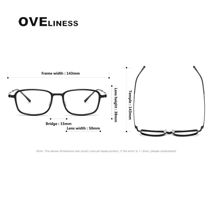 Oveliness Unisex Full Rim Square Acetate Titanium Eyeglasses 98632