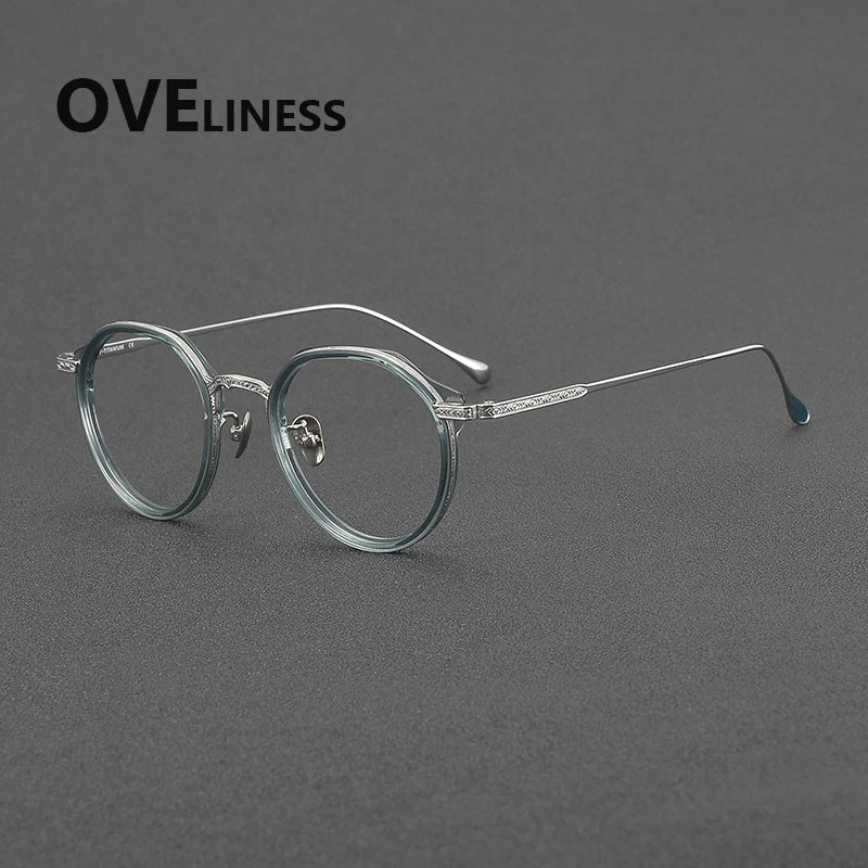 Oveliness Unisex Full Rim Round Titanium Acetate Eyeglasses 32904