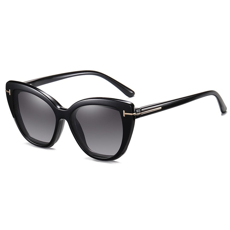 CCSpace Unisex Full Rim Square Tr 90 Titanium Eyeglasses With Clip On Polarized Sunglasses 53374 Clip On Sunglasses CCspace black  
